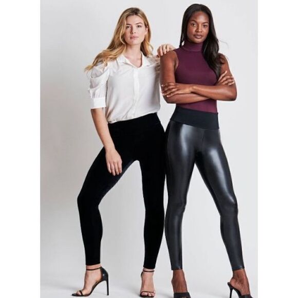 ASSETS by SPANX Women's All Over Faux Leather Leggings in Black NWOT Size Small - Picture 5 of 10